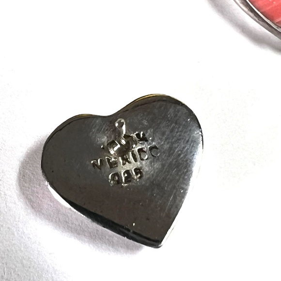 Sterling Silver Vintage Jewelry Heart Earrings - Post Rhodochrosite 925 Mexico - Picture 4 of 8